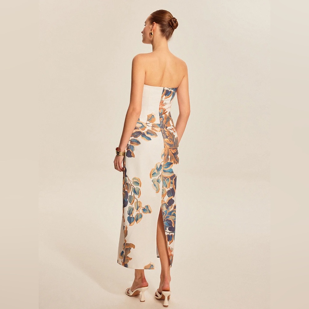 COMMENSE Floral Print Strapless Dress - size Large - Picture 6 of 7